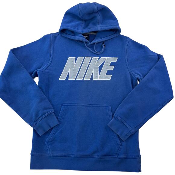 Nike Y2K Spellout Logo Blue gray Hooded Sweatshirt size Small - Picture 1 of 7